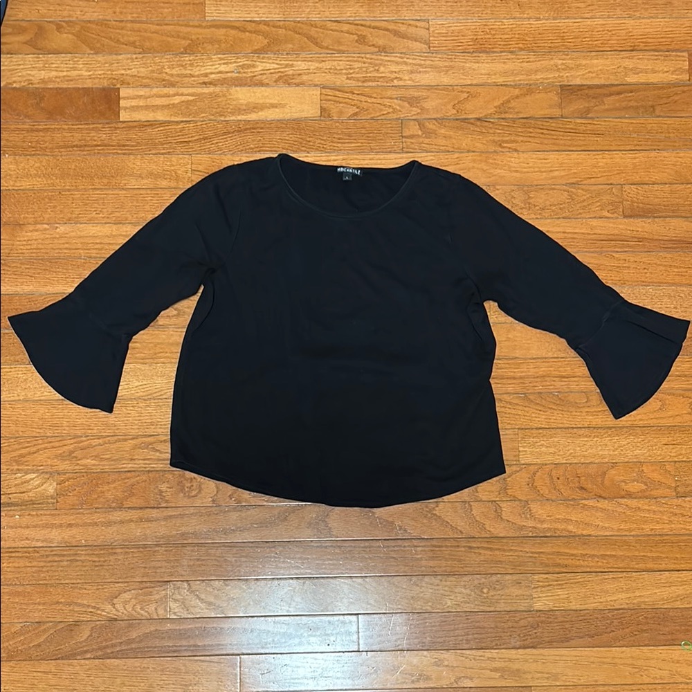 Black Women's Top with Flared Sleeves